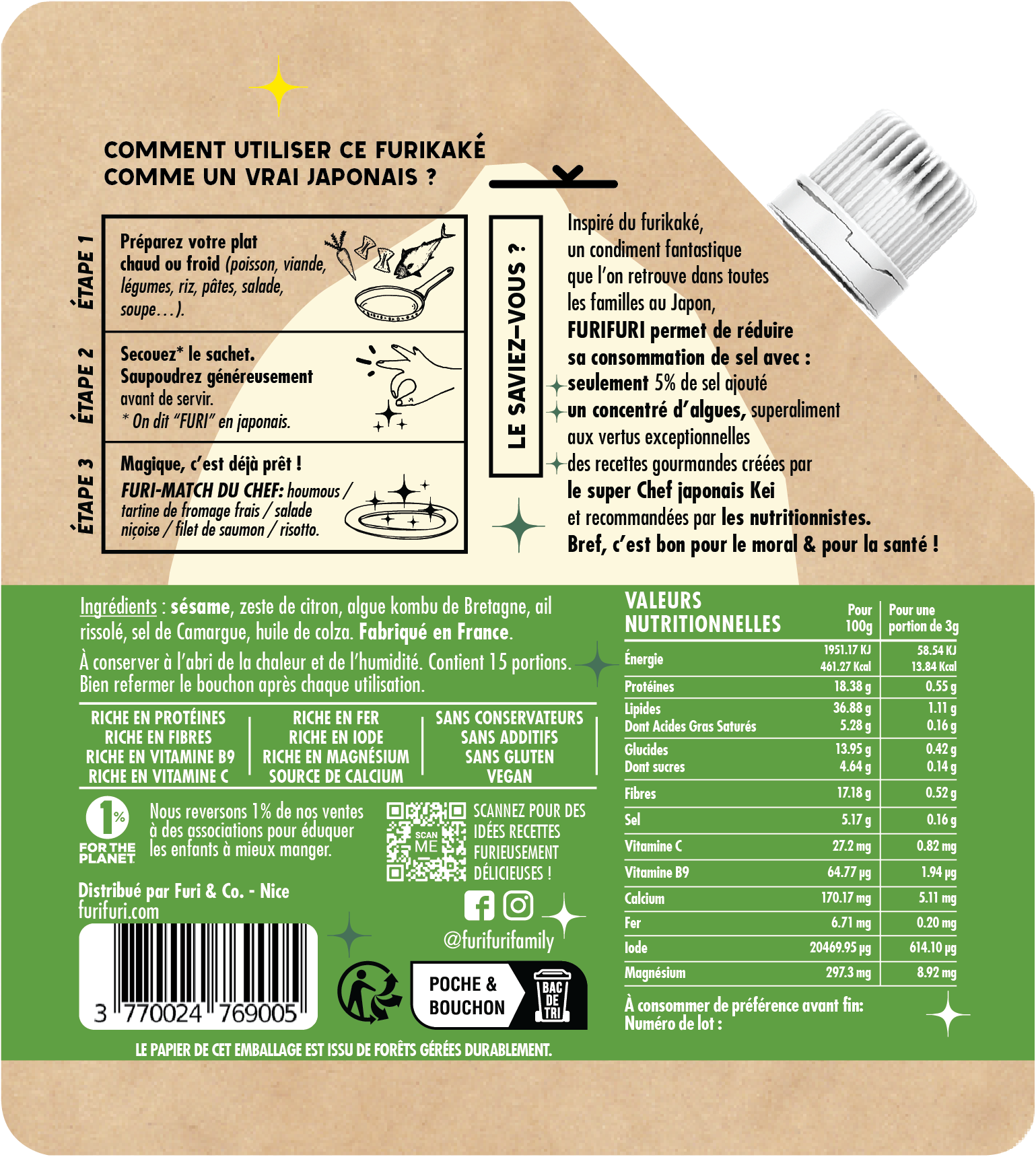 Furikake Citron - Condiment sésame & algues -alternative sel