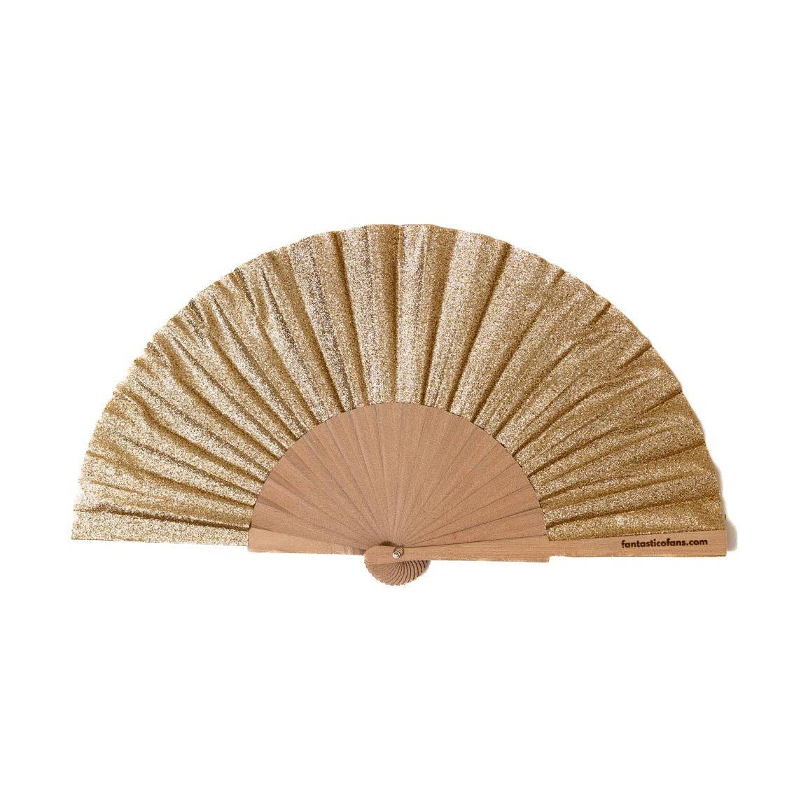 Éventail pailleté or champagne 23 cm