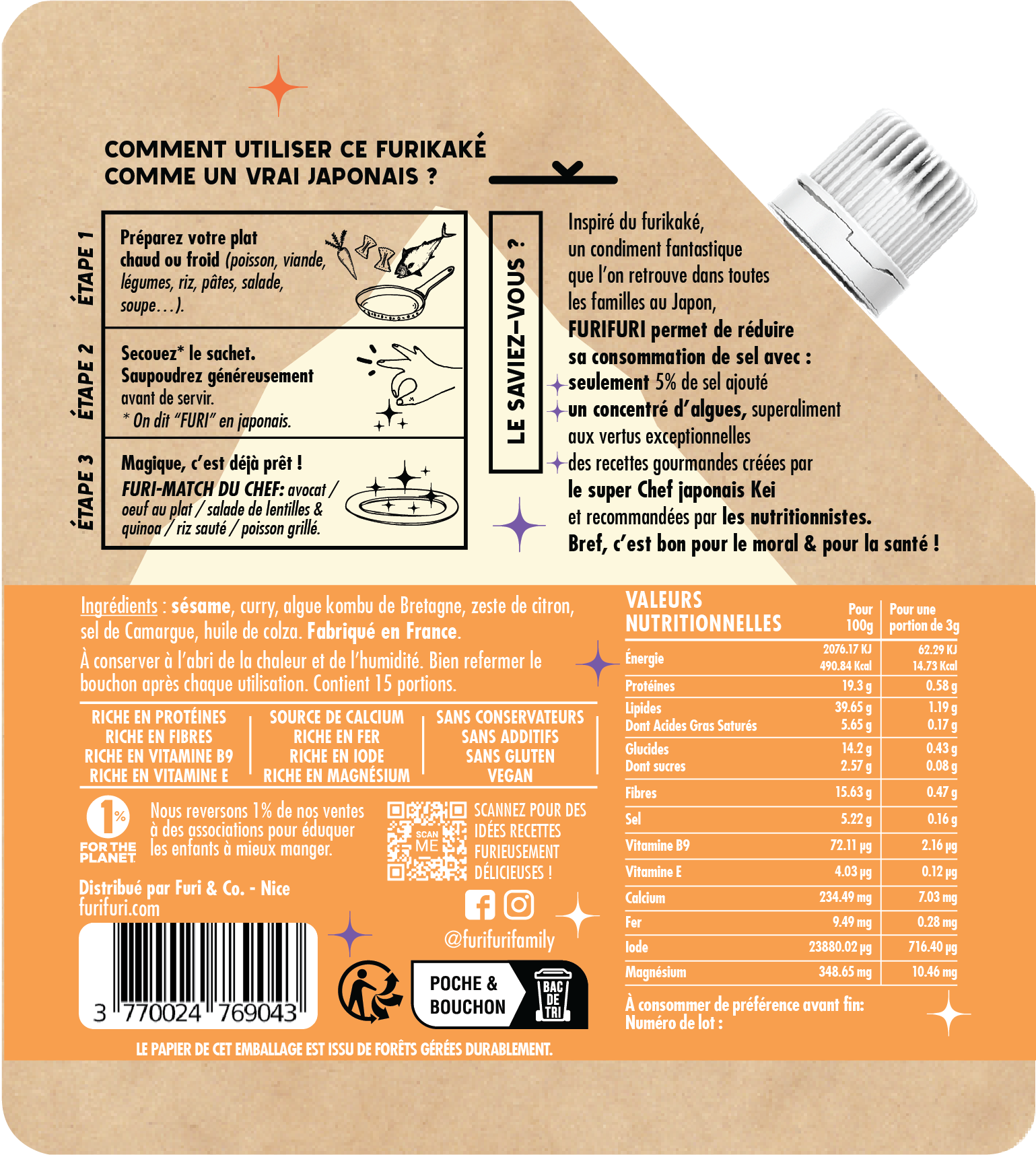 Furikake Curry - Condiment sésame & algues - alternative sel