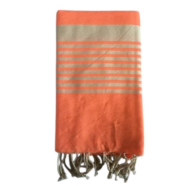 Fouta Paul orange fluo, Beach Towel coton recyclé 200x100cm