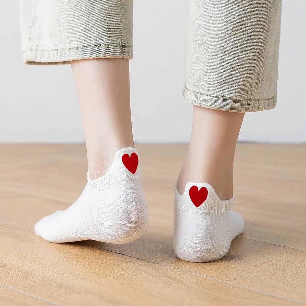 Chaussettes Languette Coeur Rouge Femme I 35-41