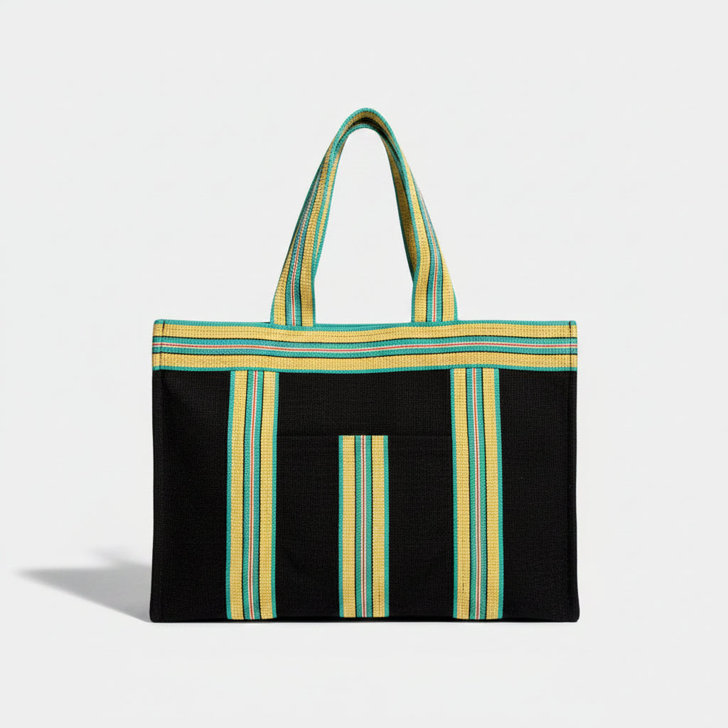 Grand sac de plage nylon recyclé noir