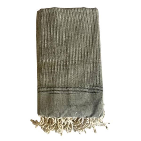 Double serviette fouta Natté kaki 2x2m