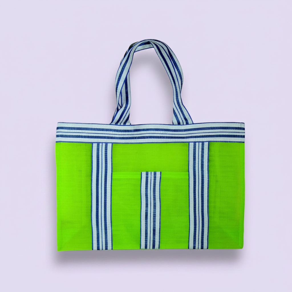 Grand sac de plage nylon recyclé Vert Anis
