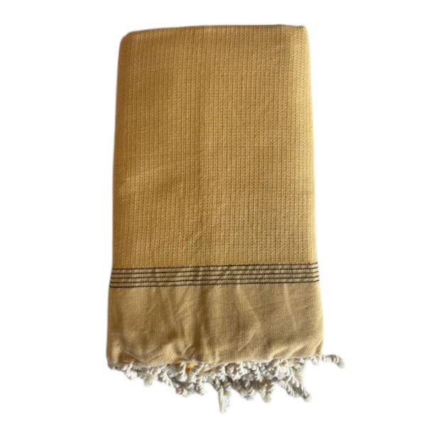 Double serviette fouta Natté moutarde 2x2m