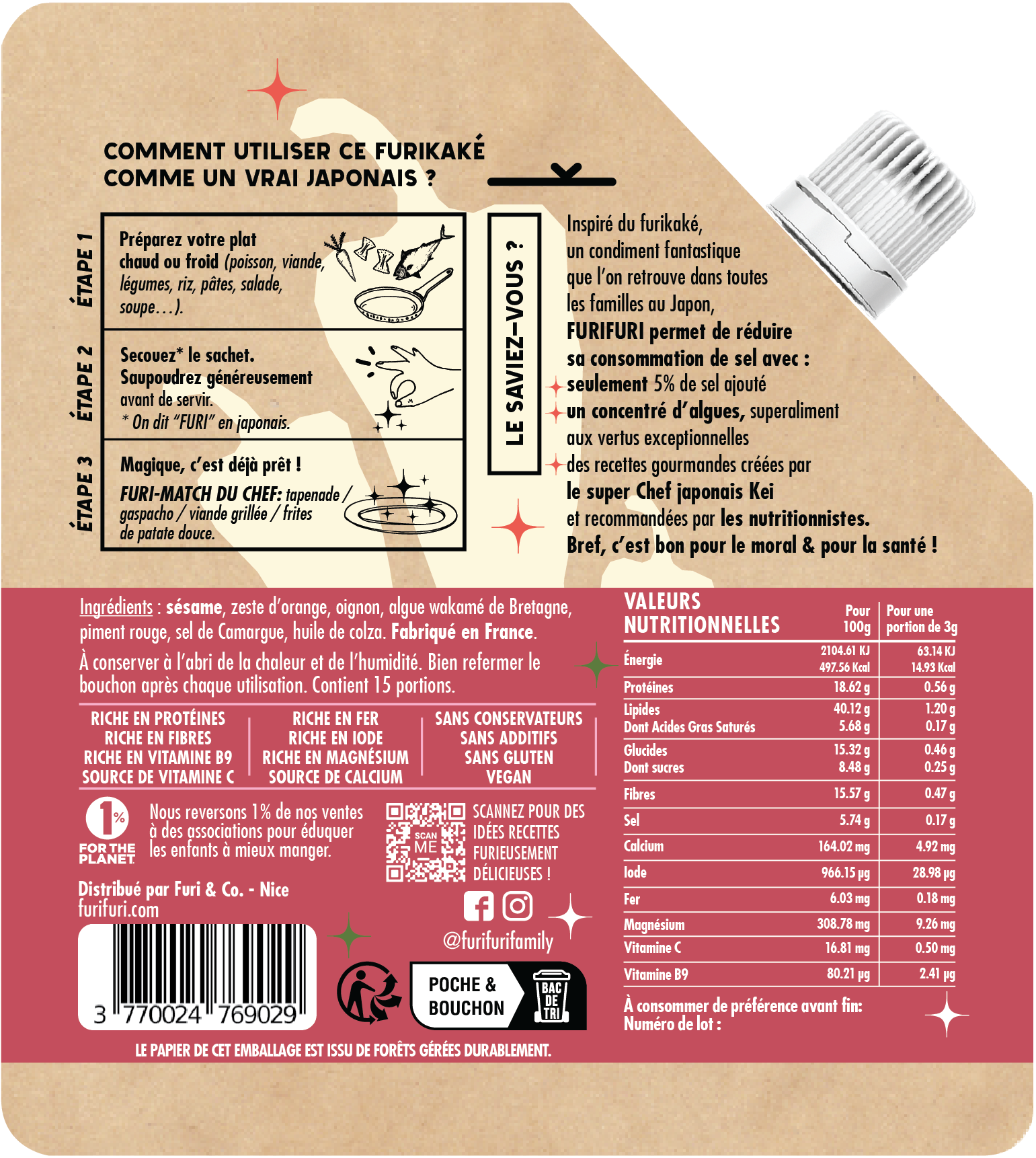 Furikake Piment - Condiment sésame & algues -alternative sel