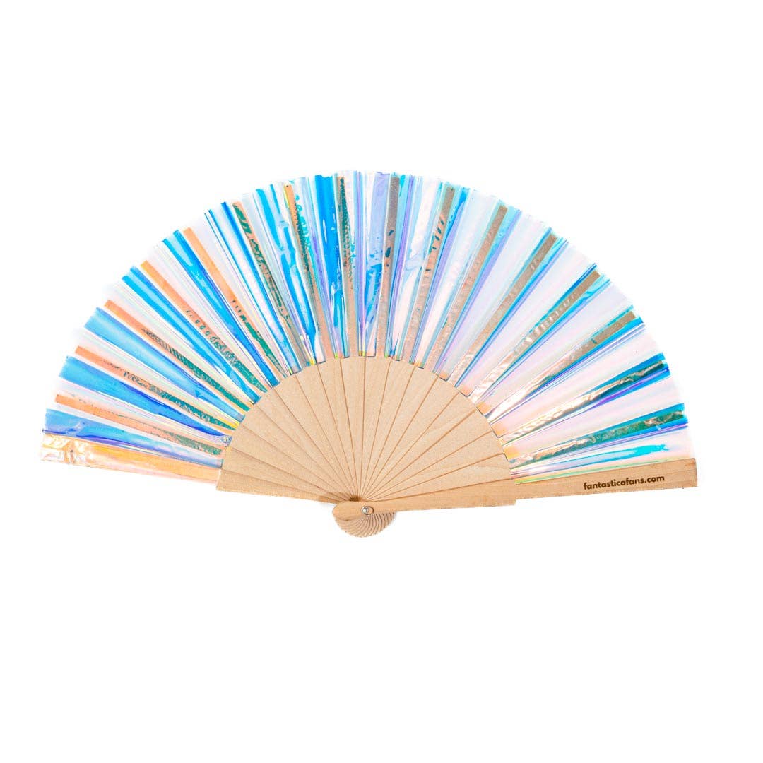 Eventail holographique licorne 23 cm