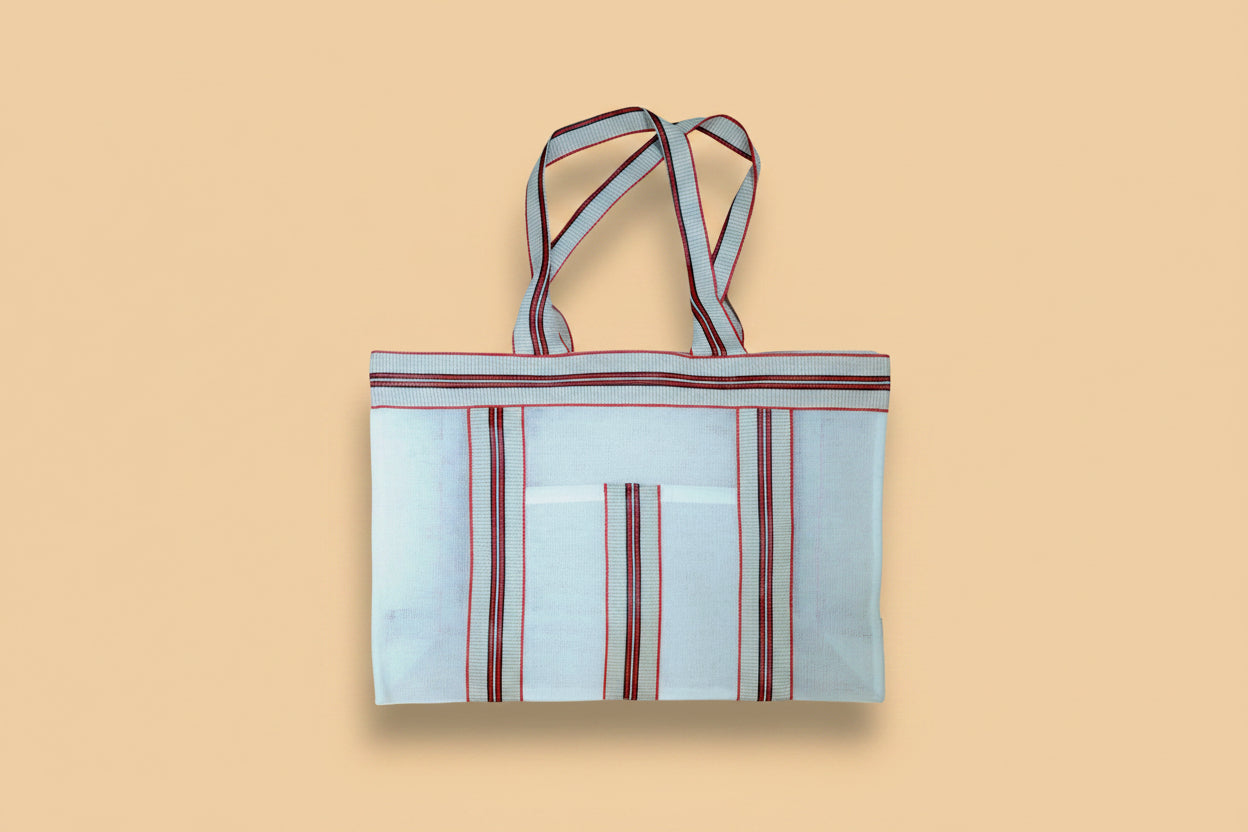 Grand sac plage nylon recyclé bleu ciel